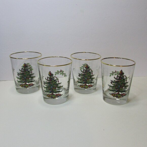 Spode Other - vintage Spode Christmas tree lot of 4 glasses 4 1/2" tall barware